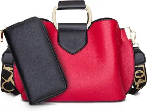Shoulder Bags Women' S Large-Capacity Shoulder Bag Top Handbag Lady Casual Tote Soft Leather Messenger Top-Handle(Rojo)