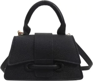 Shoulder Lychee print crossbody bag, niche design small bag, shoulder bag (Black)