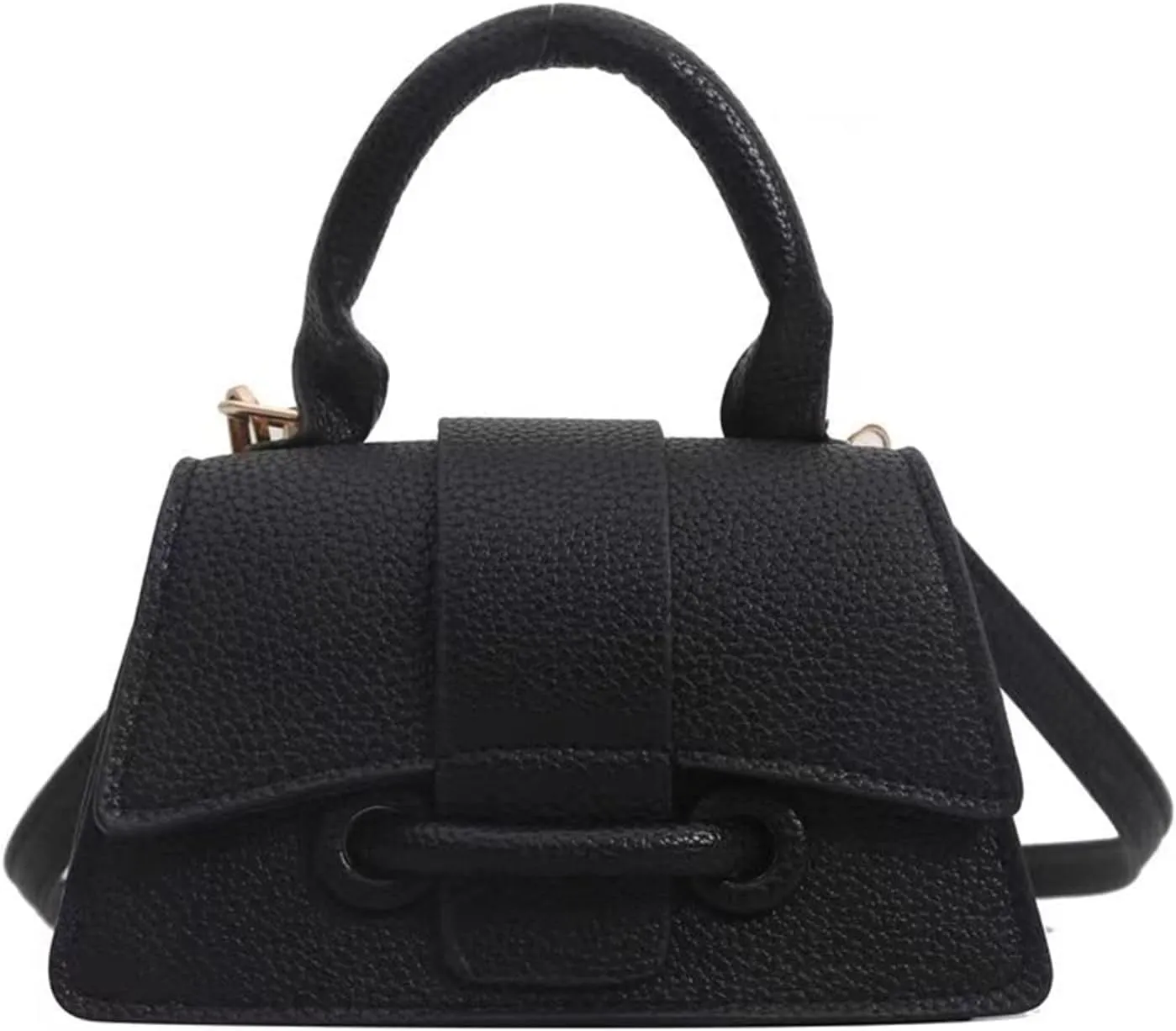 Shoulder Lychee print crossbody bag, niche design small bag, shoulder bag (Black)