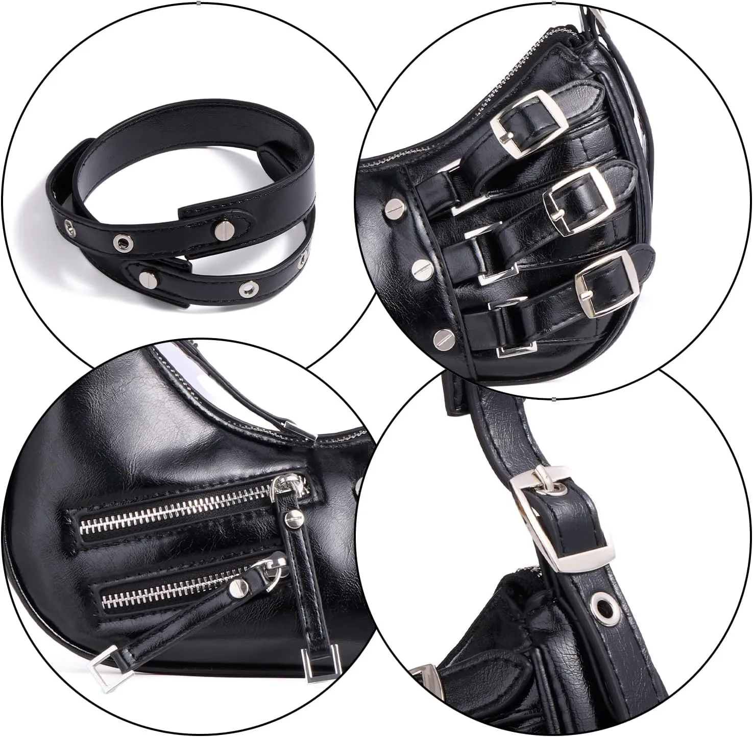 Shoulder Purse for Women, Leather Women's Handbag Y2k Aesthetic Coquette Shoulder Bag Hobo Punk Trendy Ladies Purse
