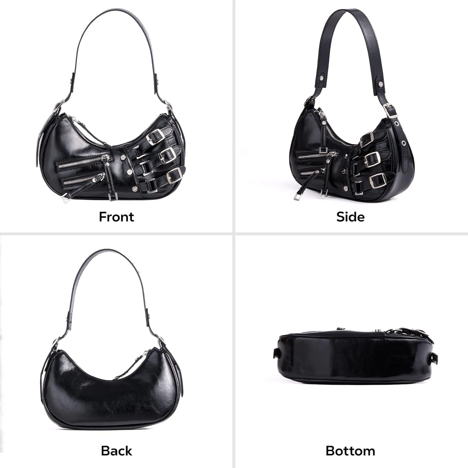 Shoulder Purse for Women, Leather Women's Handbag Y2k Aesthetic Coquette Shoulder Bag Hobo Punk Trendy Ladies Purse