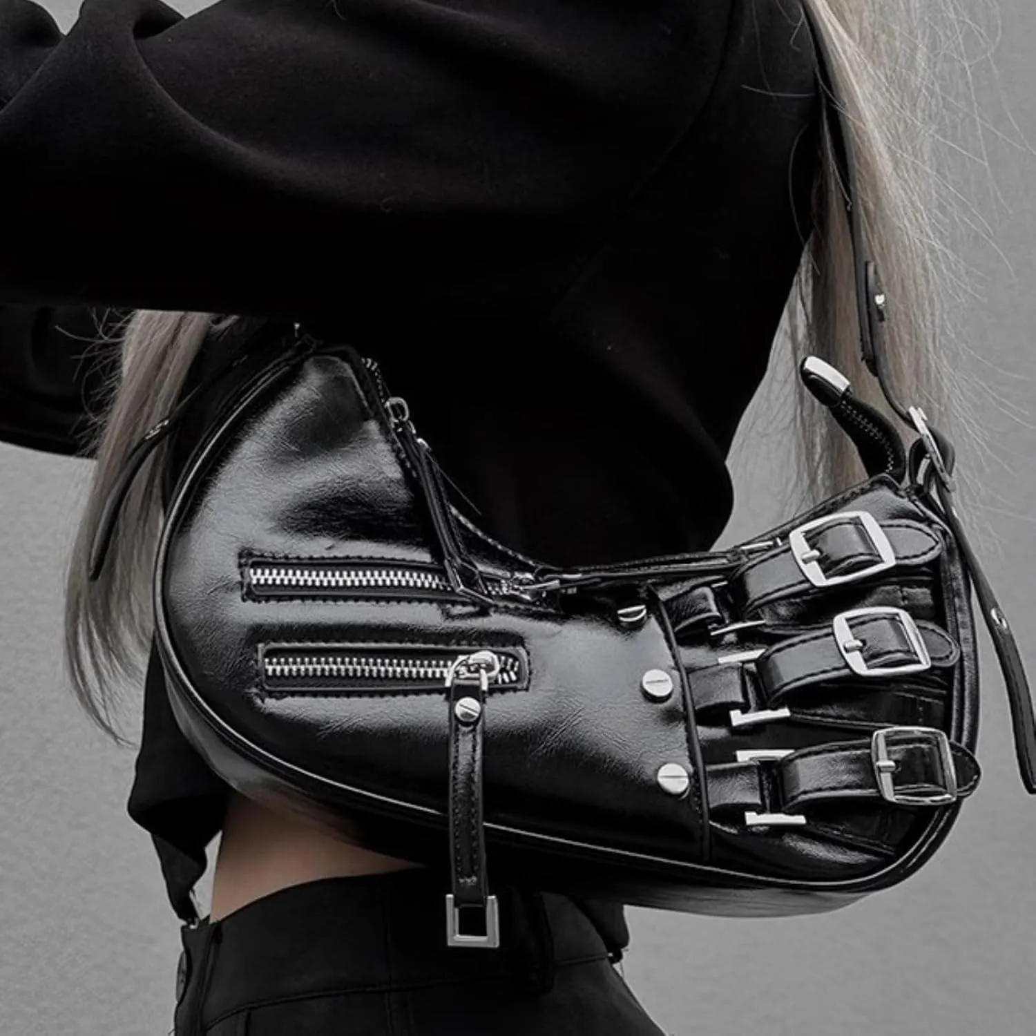 Shoulder Purse for Women, Leather Women's Handbag Y2k Aesthetic Coquette Shoulder Bag Hobo Punk Trendy Ladies Purse