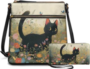 Shoulder Wallet 2Pcs, Leather Shoulder Bags & Belt Wallet with Ribbon Set of 2 Lightweight for Travel & Shopping