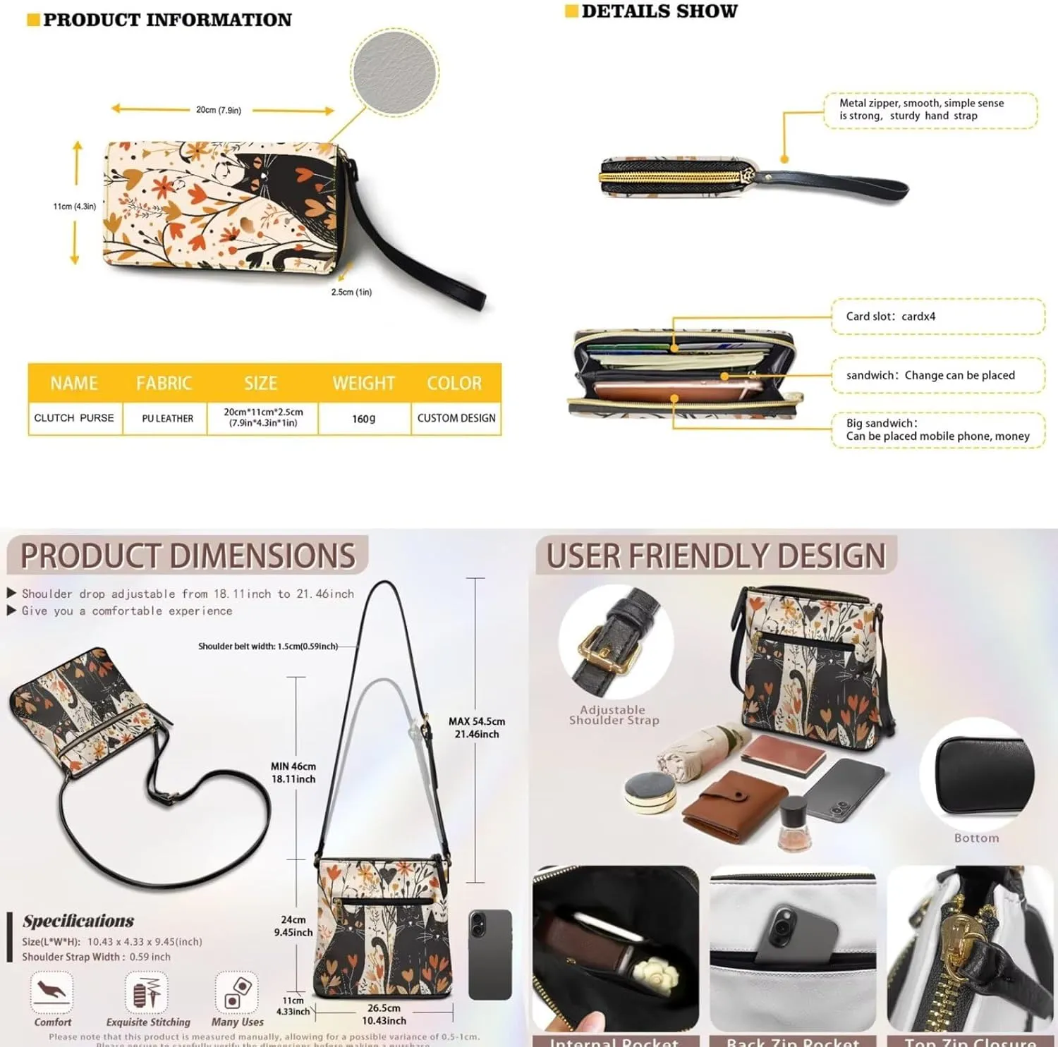 Shoulder Wallet 2Pcs, Leather Shoulder Bags & Belt Wallet with Ribbon Set of 2 Lightweight for Travel & Shopping