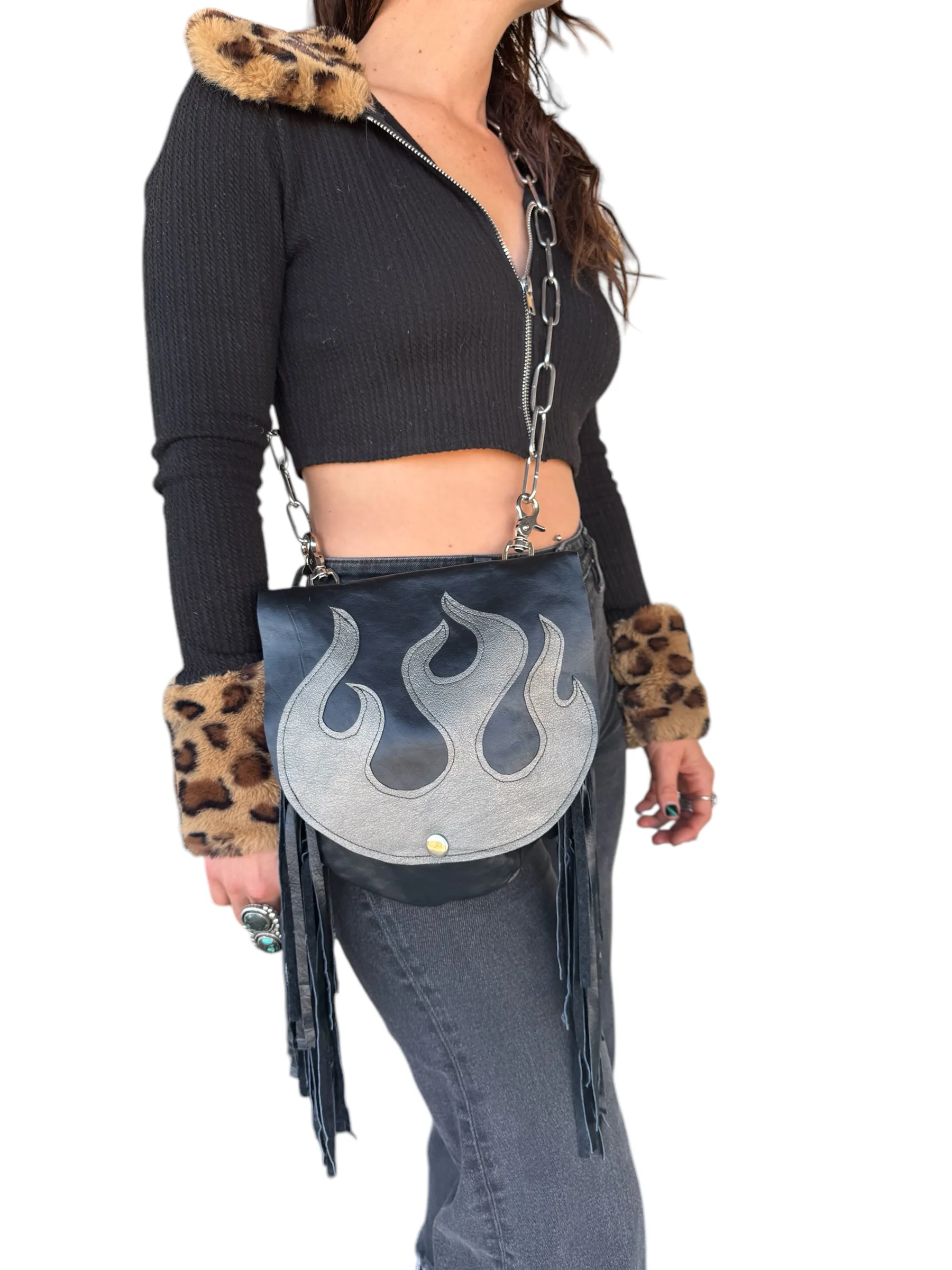 Silver Flame Biker Bag
