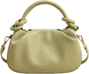 Simple Bucket Bags for Women Trendy Pleated Shoulder Bag PU Vegan Leather Material Top-Handle Bag for Daily Life