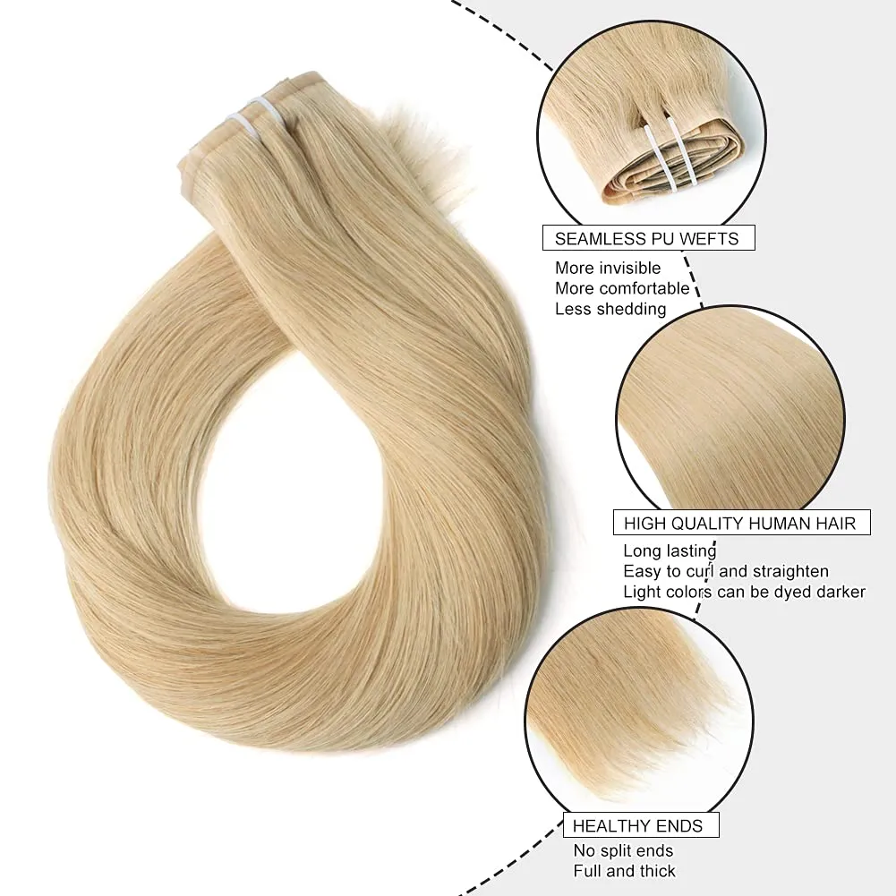 Sixstarhair Clip In Hair Extensions Human Hair Blonde Extensions Honey Blonde Hair Extensions 120g Remy Hair Extensions Sew In with Clips 8 Pieces Pack