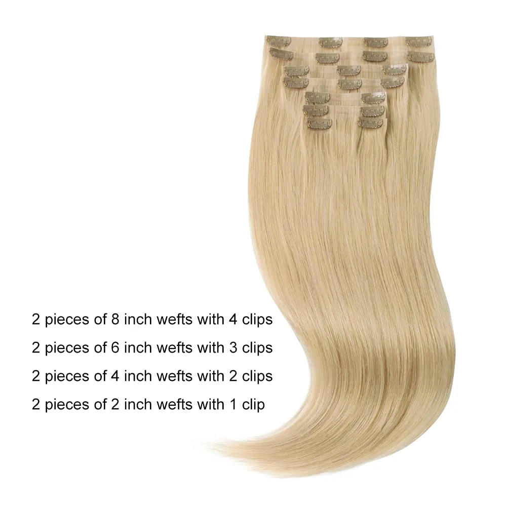 Sixstarhair Clip In Hair Extensions Human Hair Blonde Extensions Honey Blonde Hair Extensions 120g Remy Hair Extensions Sew In with Clips 8 Pieces Pack