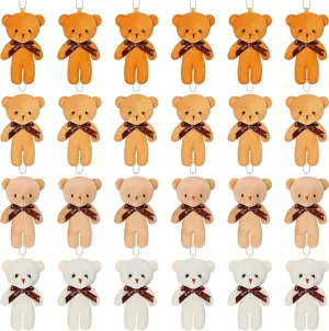 Skylety 24 Pcs Mini Bear Toy 4.7 Inch Tiny Bears Doll Bulk Soft Plush Stuffed Animals for Keychain DIY Craft for Baby Shower Birthday Gifts Party Favors