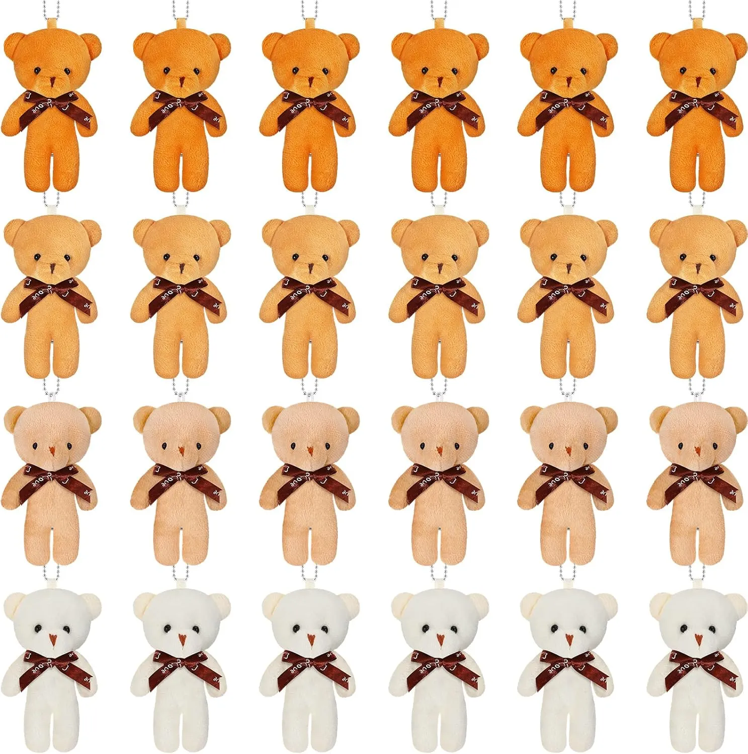 Skylety 24 Pcs Mini Bear Toy 4.7 Inch Tiny Bears Doll Bulk Soft Plush Stuffed Animals for Keychain DIY Craft for Baby Shower Birthday Gifts Party Favors