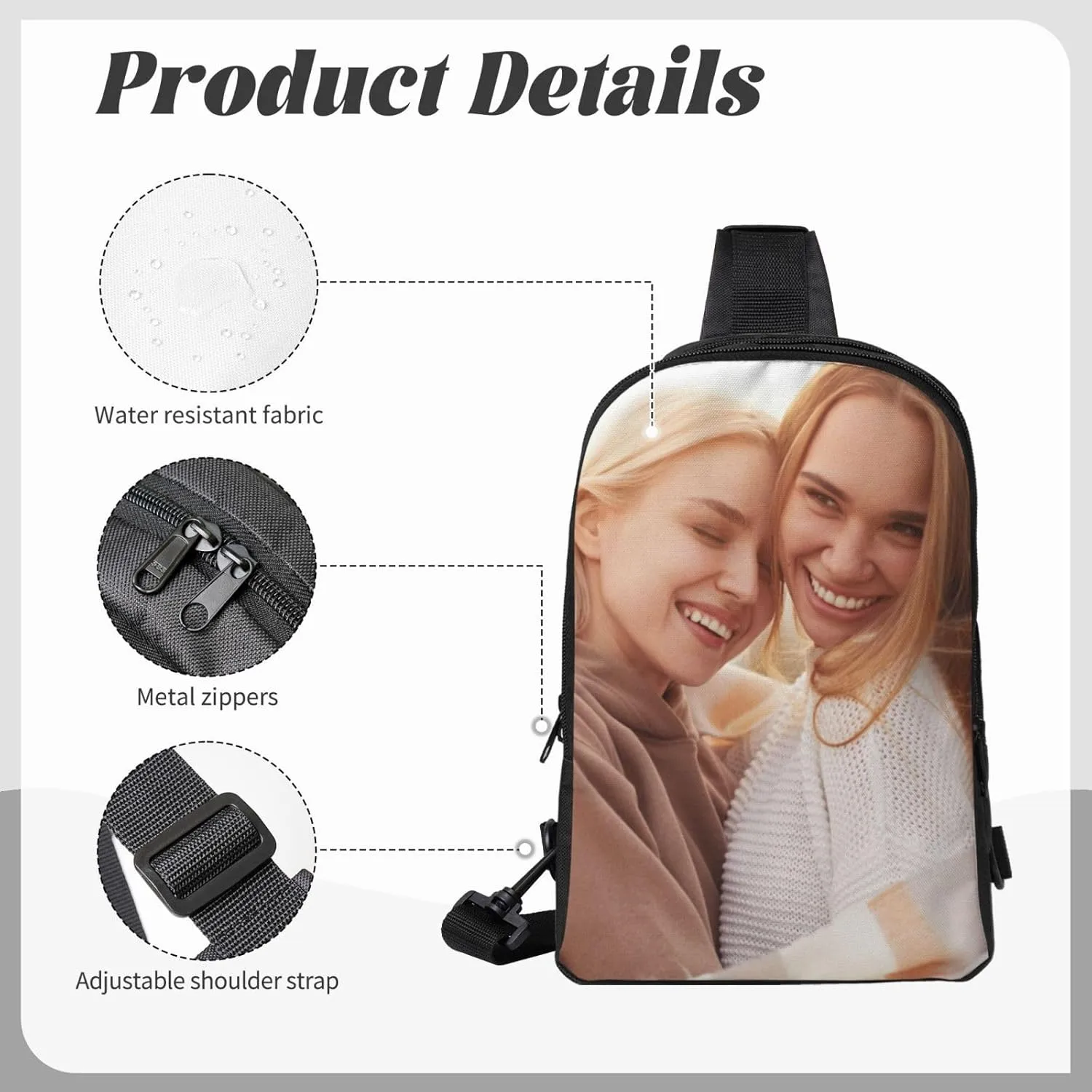 Sling Bag Custom Bag Personalized Crossbody Bags for Men Women Optional Color Add Your Name Logo Text or Image Here