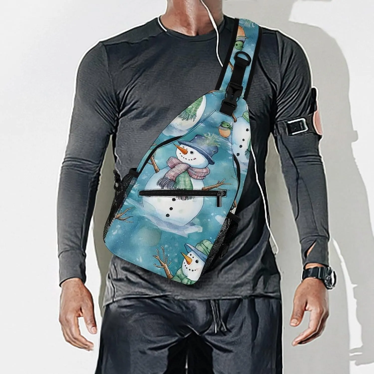Sling Bag for Women Men Chest Bag Blue Cartoon Daypack Fanny Pack Cross Body Bag for Traveling