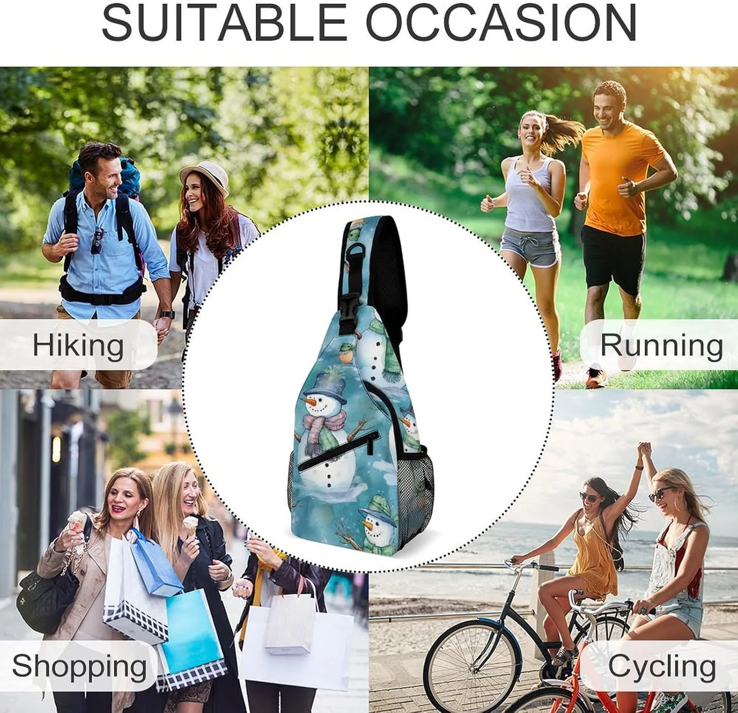 Sling Bag for Women Men Chest Bag Blue Cartoon Daypack Fanny Pack Cross Body Bag for Traveling