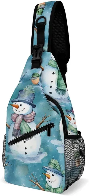 Sling Bag for Women Men Chest Bag Blue Cartoon Daypack Fanny Pack Cross Body Bag for Traveling