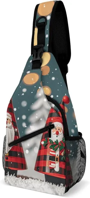 Sling Bag for Women Men Chest Bag Christmas Snowflake Crossbody Bag Small Sling Backpack Daypack Fanny Packs