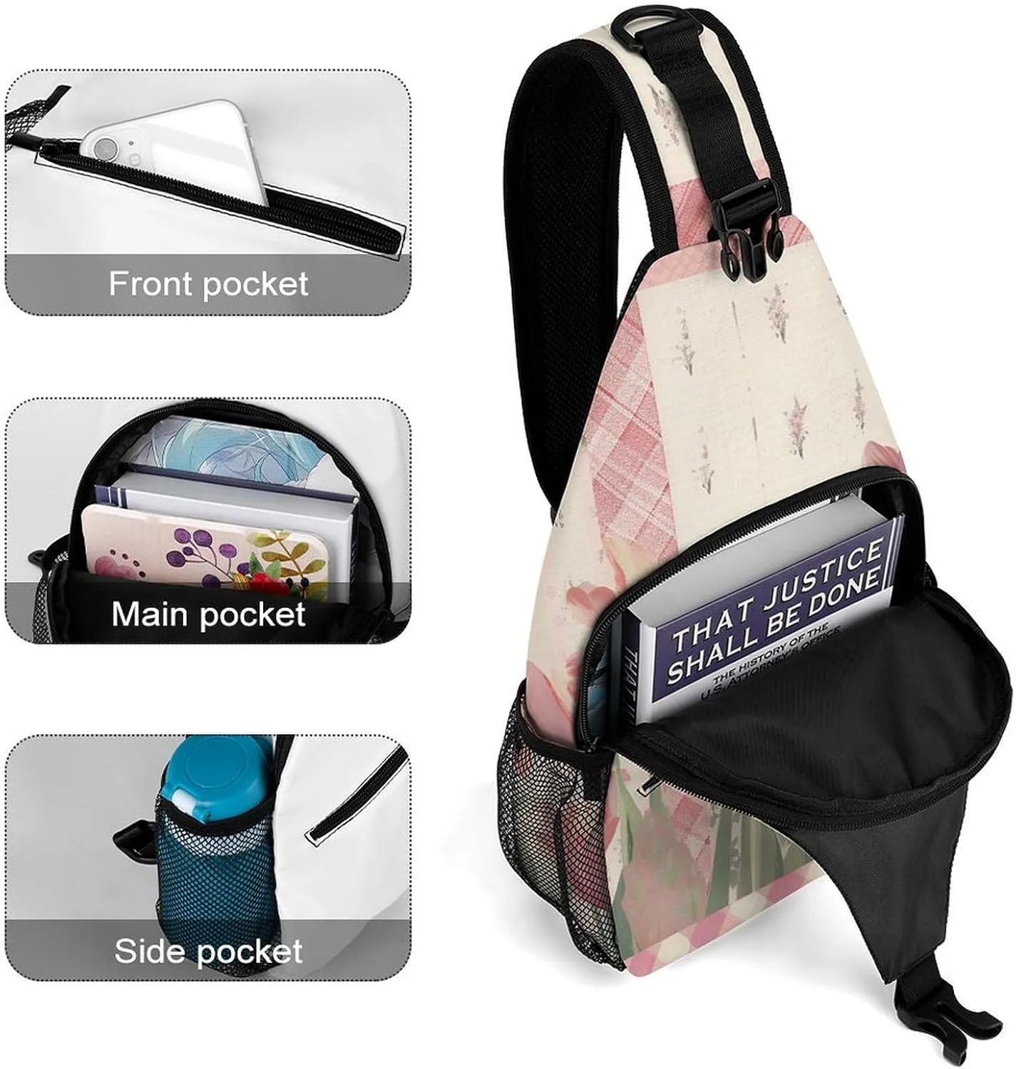 Sling Bag for Women Men Chest Bag Collage Style Daypack Fanny Pack Cross Body Bag for Traveling