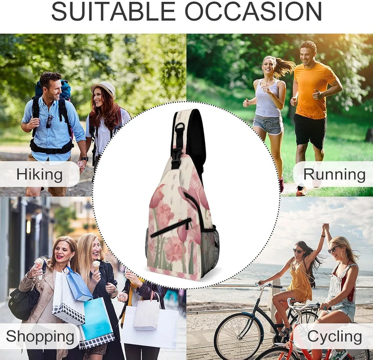 Sling Bag for Women Men Chest Bag Collage Style Daypack Fanny Pack Cross Body Bag for Traveling