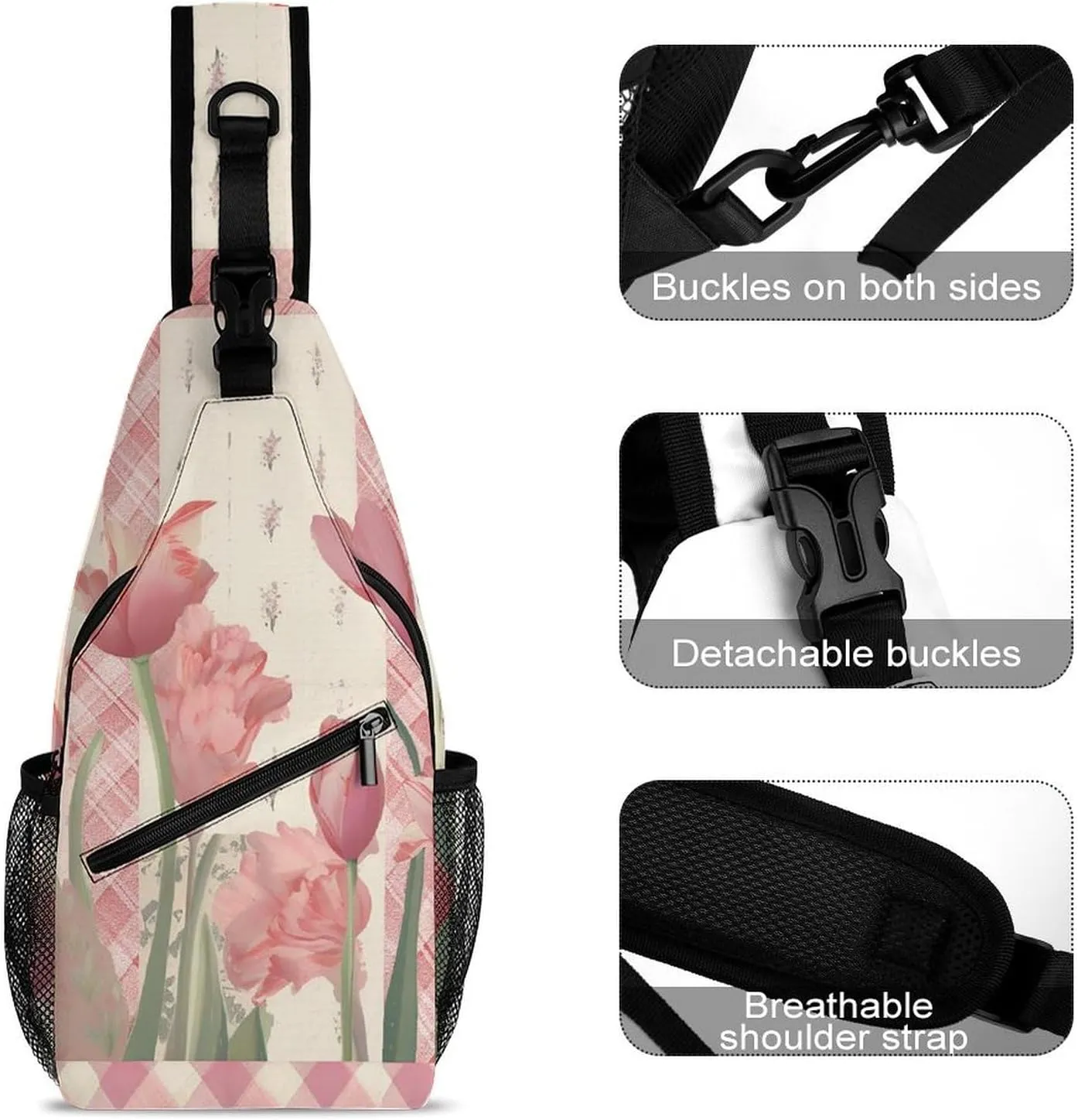 Sling Bag for Women Men Chest Bag Collage Style Daypack Fanny Pack Cross Body Bag for Traveling
