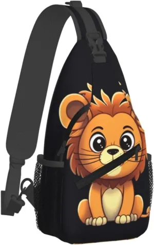 Sling Bag for Women Men Chest Bag Cute cartoon lion Crossbody Bag Small Sling Backpack Fanny Packs Hiking Daypack