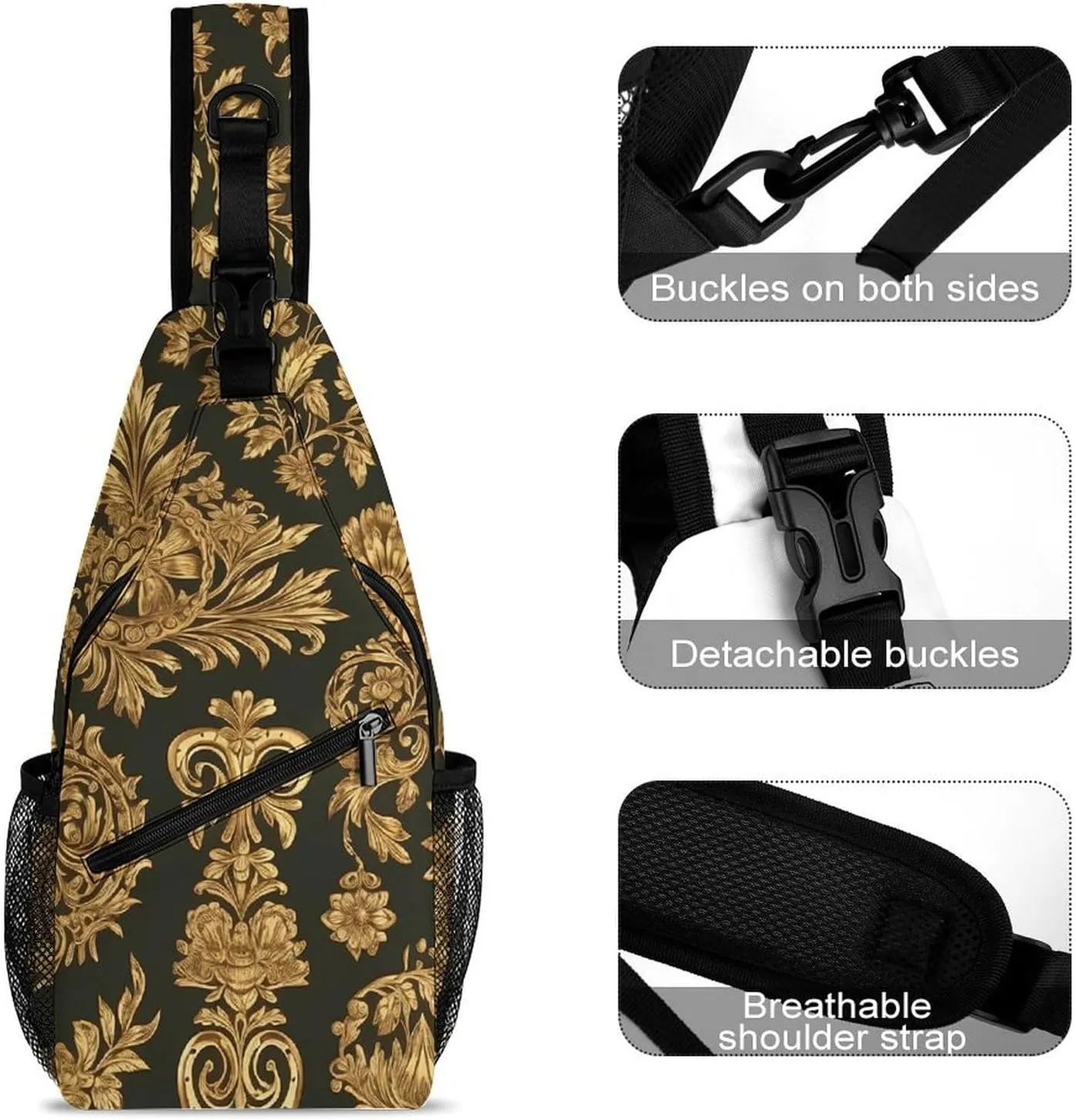 Sling Bag for Women Men Chest Bag Decorative Elements Daypack Fanny Pack Cross Body Bag for Traveling