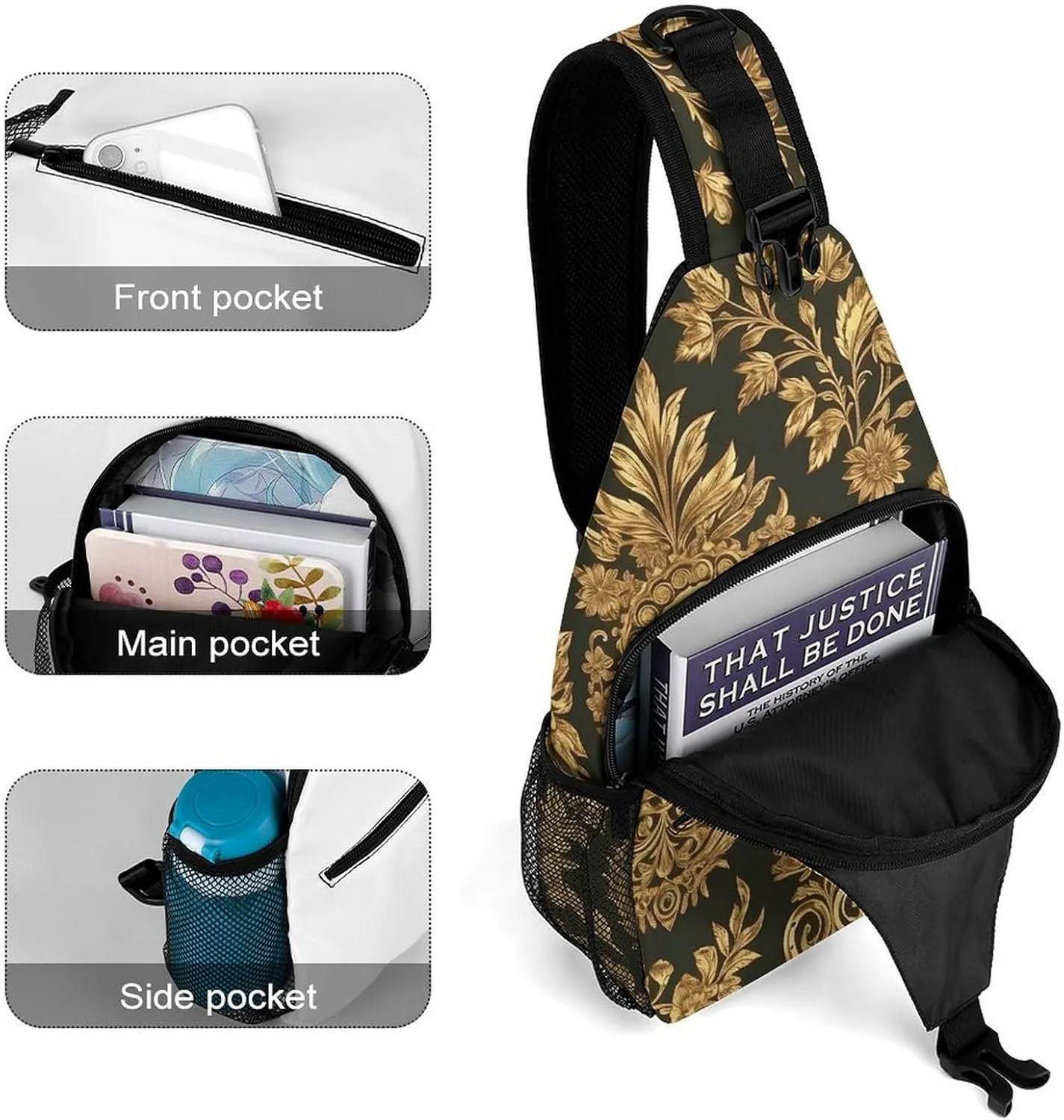Sling Bag for Women Men Chest Bag Decorative Elements Daypack Fanny Pack Cross Body Bag for Traveling