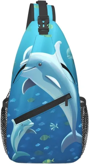 Sling Bag for Women Men Chest Bag Dolphin Crossbody Bag Sling Backpack Fanny Packs Hiking Daypack for Travel
