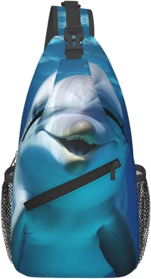 Sling Bag for Women Men Chest Bag Dolphin With Smile Crossbody Bag Sling Backpack Fanny Packs Hiking Daypack for Travel
