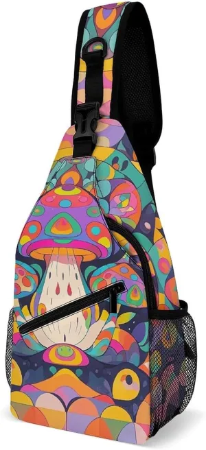 Sling Bag for Women Men Chest Bag Dream Psychedelic Shaman Mushroom Crossbody Bag Small Sling Backpack Daypack Fanny Packs