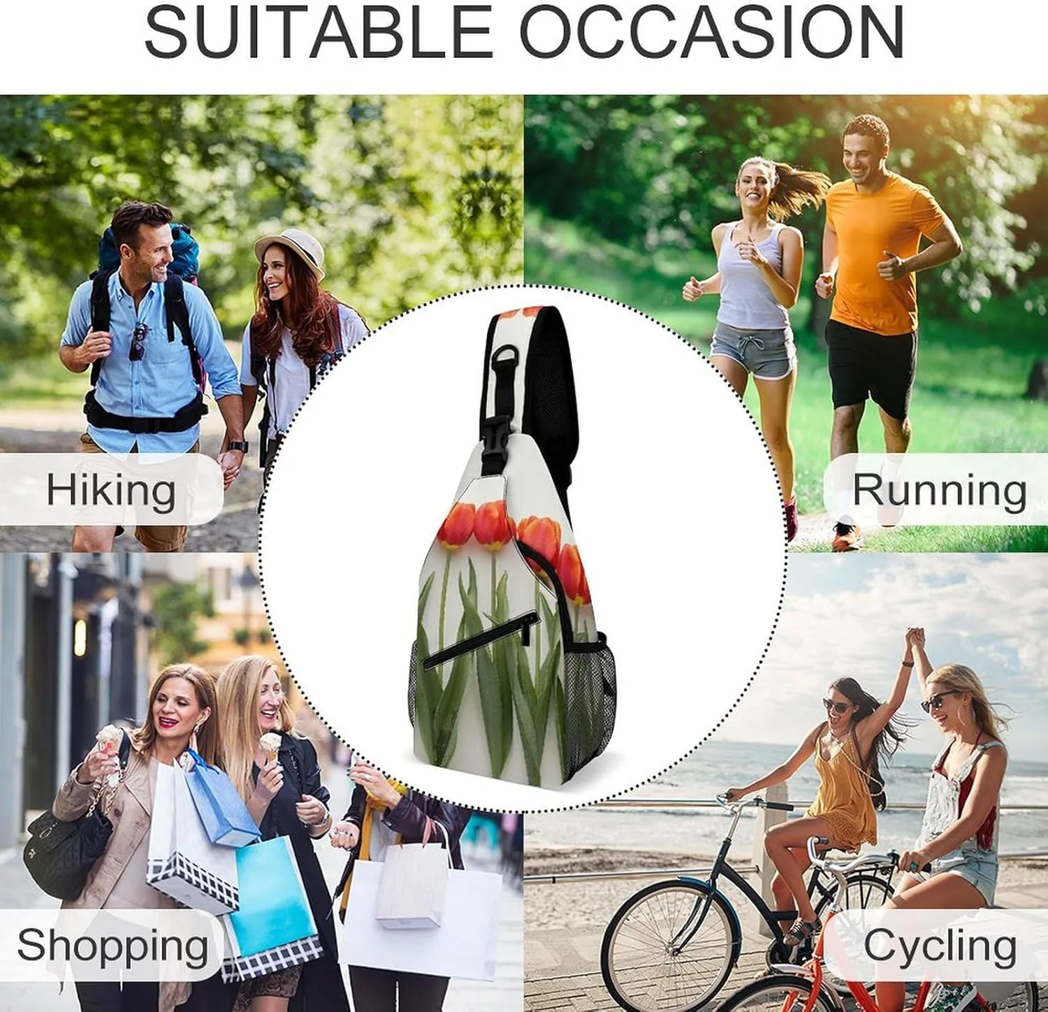 Sling Bag for Women Men Chest Bag Leaves And Stems Daypack Fanny Pack Cross Body Bag for Traveling