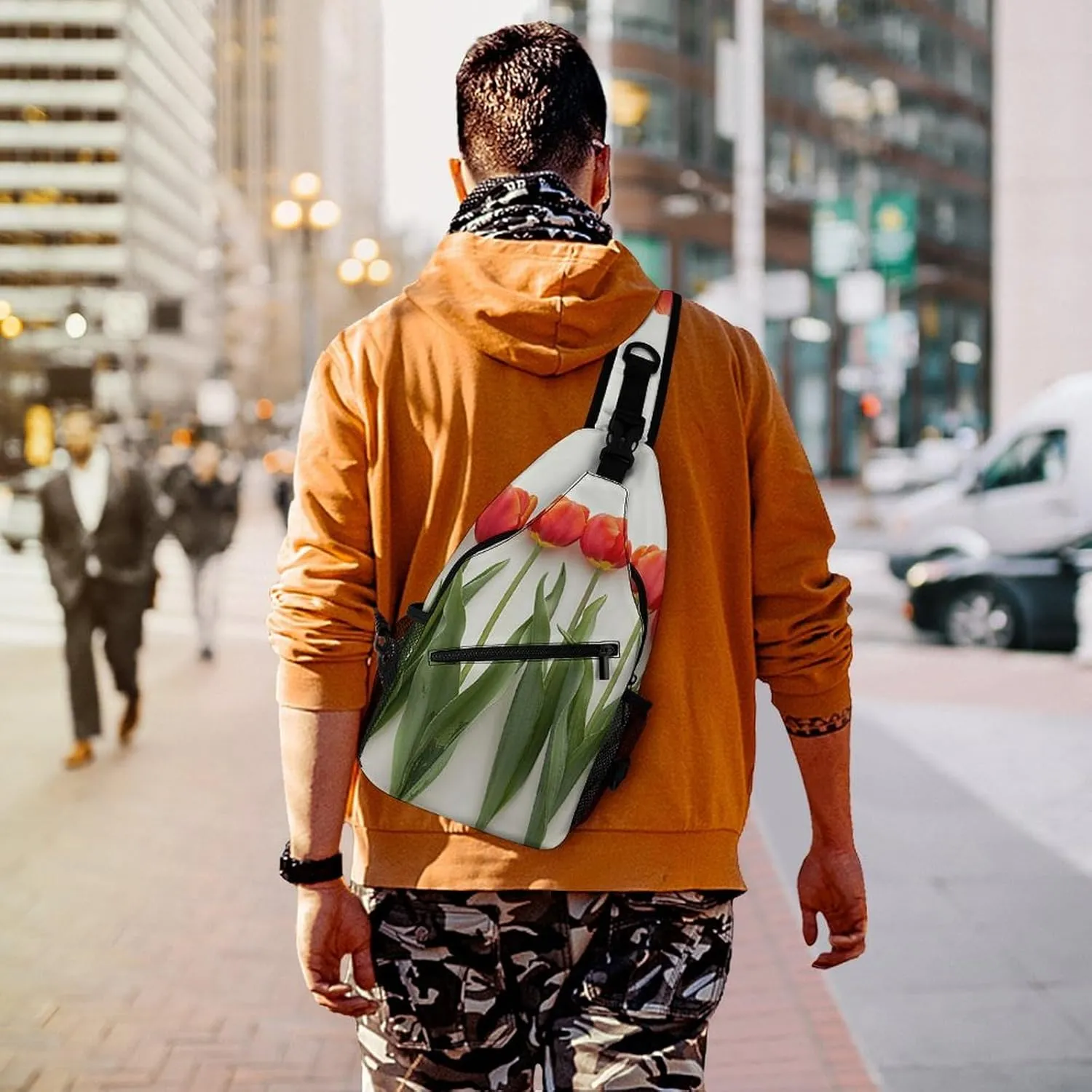 Sling Bag for Women Men Chest Bag Leaves And Stems Daypack Fanny Pack Cross Body Bag for Traveling