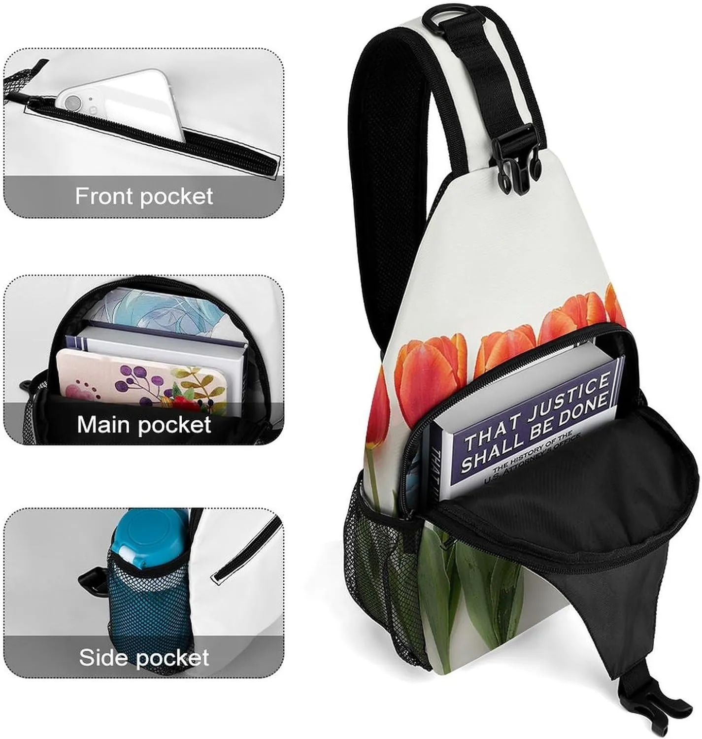 Sling Bag for Women Men Chest Bag Leaves And Stems Daypack Fanny Pack Cross Body Bag for Traveling
