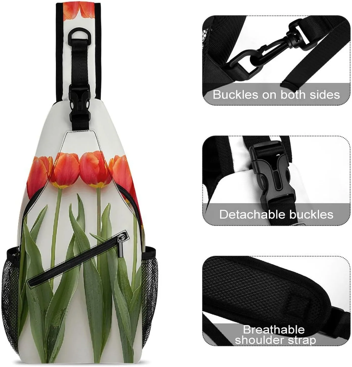 Sling Bag for Women Men Chest Bag Leaves And Stems Daypack Fanny Pack Cross Body Bag for Traveling