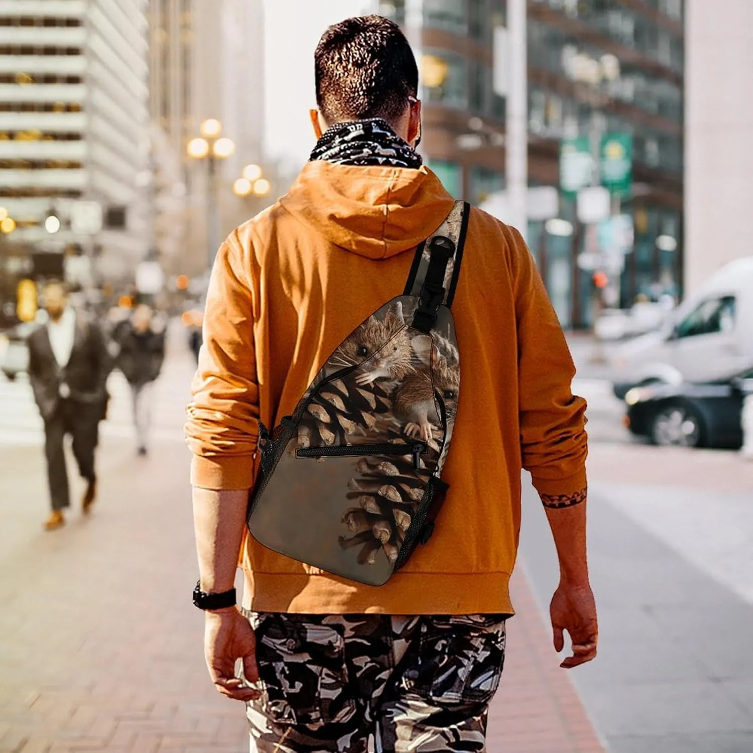 Sling Bag for Women Men Chest Bag Pinecone Daypack Fanny Pack Cross Body Bag for Traveling