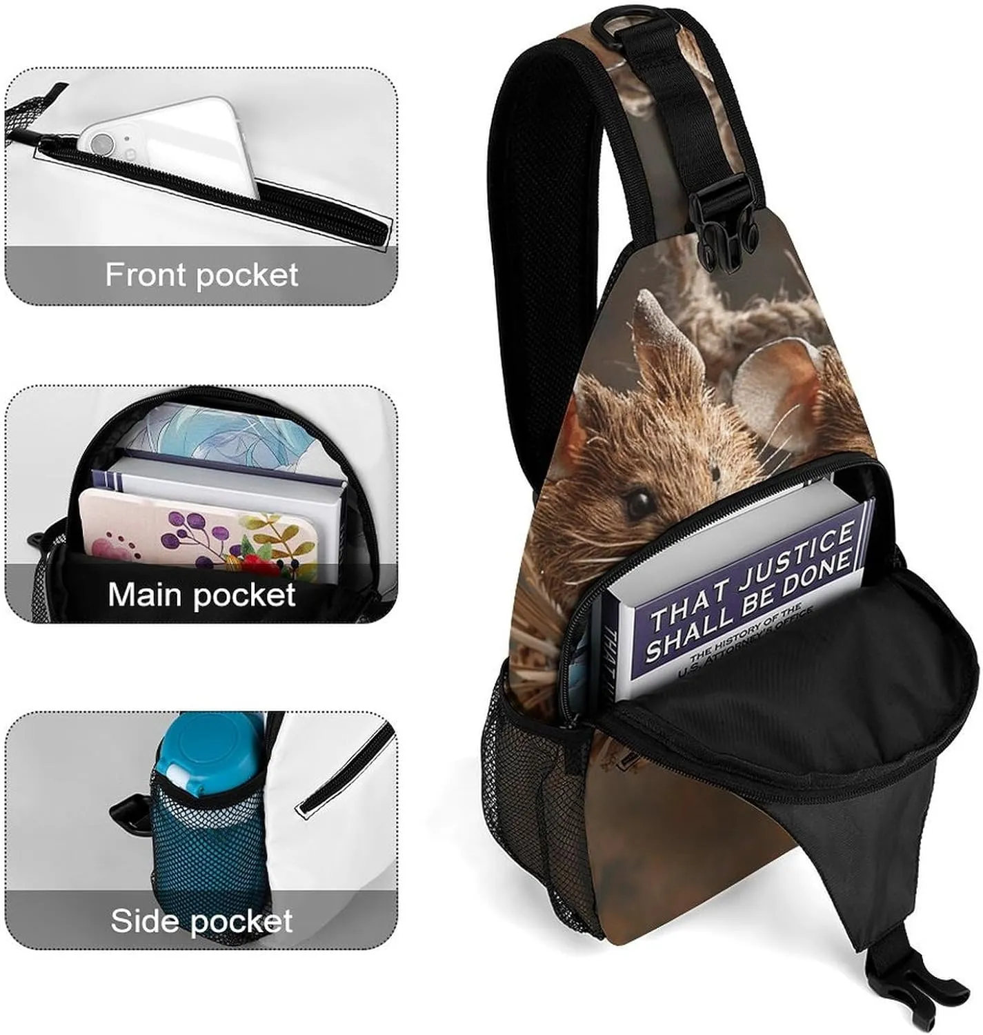 Sling Bag for Women Men Chest Bag Pinecone Daypack Fanny Pack Cross Body Bag for Traveling