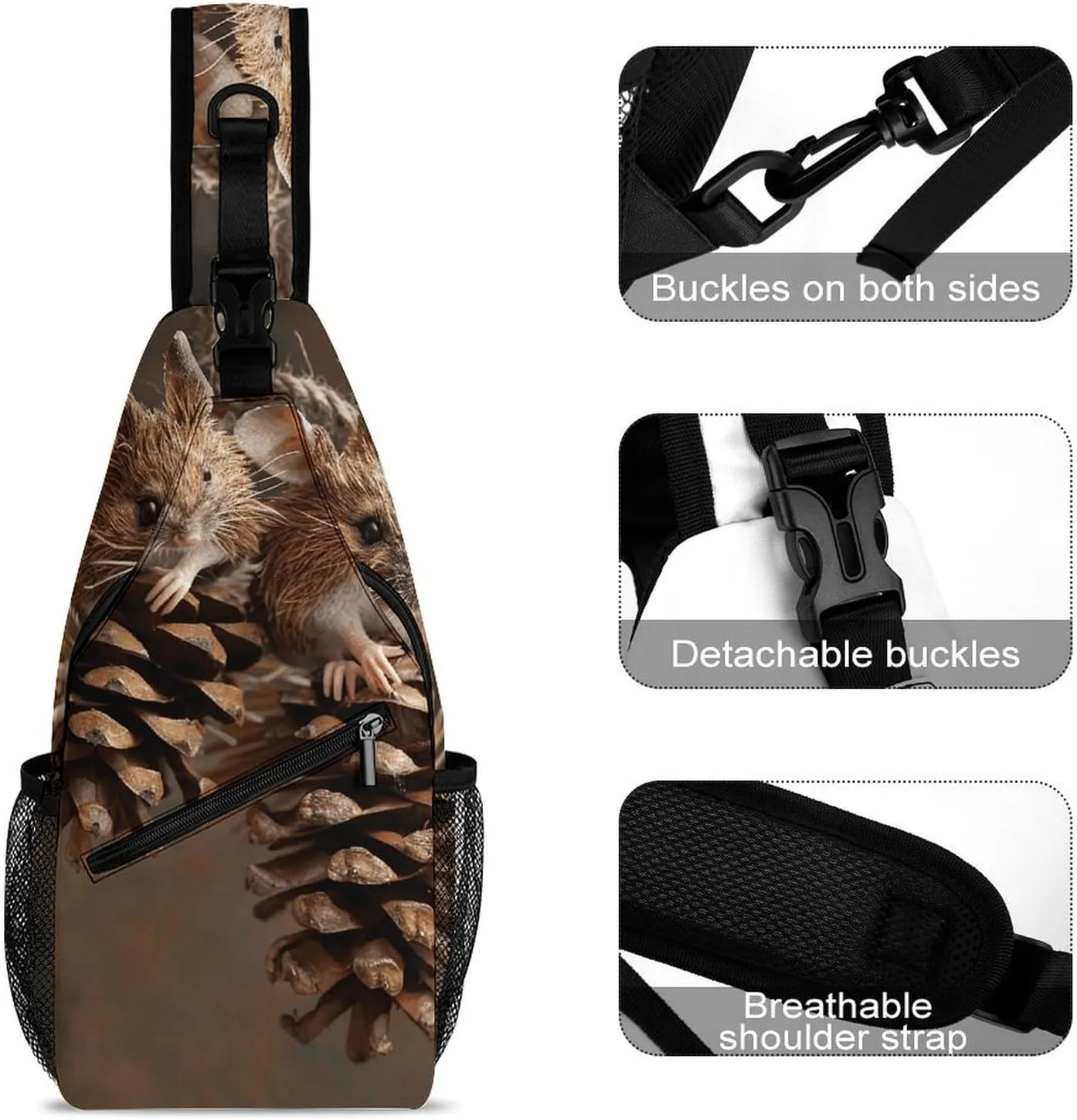 Sling Bag for Women Men Chest Bag Pinecone Daypack Fanny Pack Cross Body Bag for Traveling