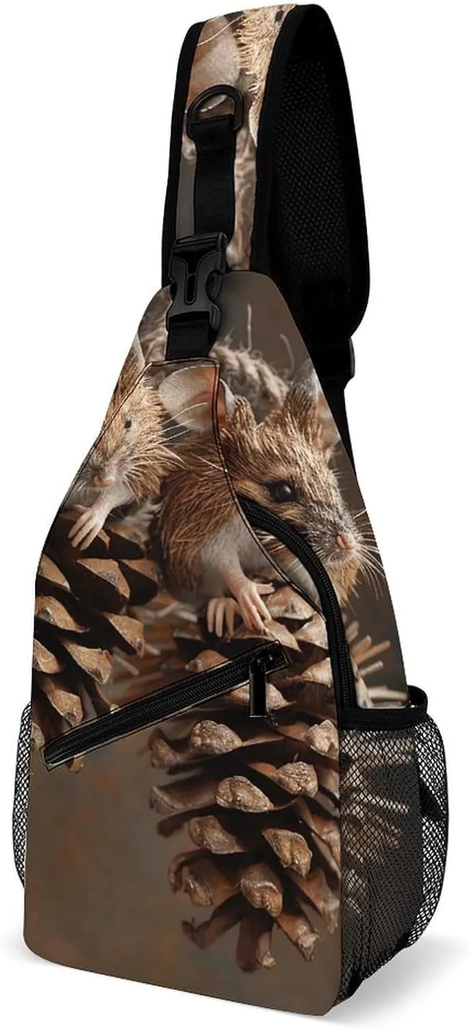 Sling Bag for Women Men Chest Bag Pinecone Daypack Fanny Pack Cross Body Bag for Traveling