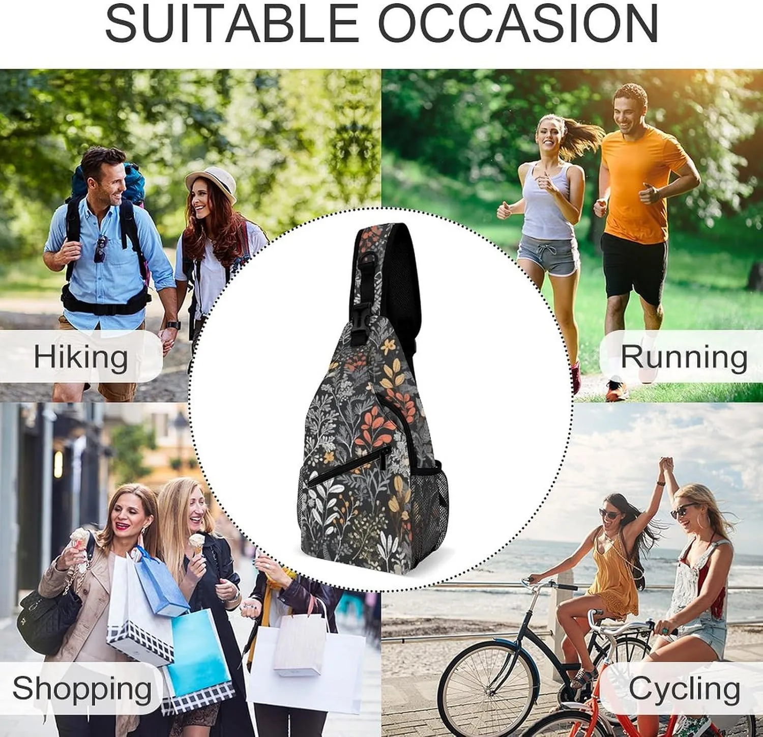 Sling Bag for Women Men Chest Bag Twigs And Leaves Daypack Fanny Pack Cross Body Bag for Traveling