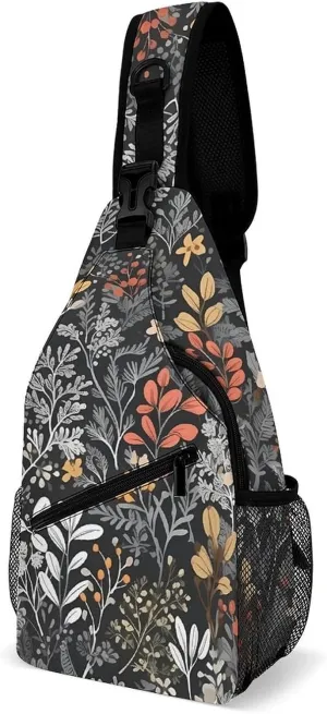 Sling Bag for Women Men Chest Bag Twigs And Leaves Daypack Fanny Pack Cross Body Bag for Traveling