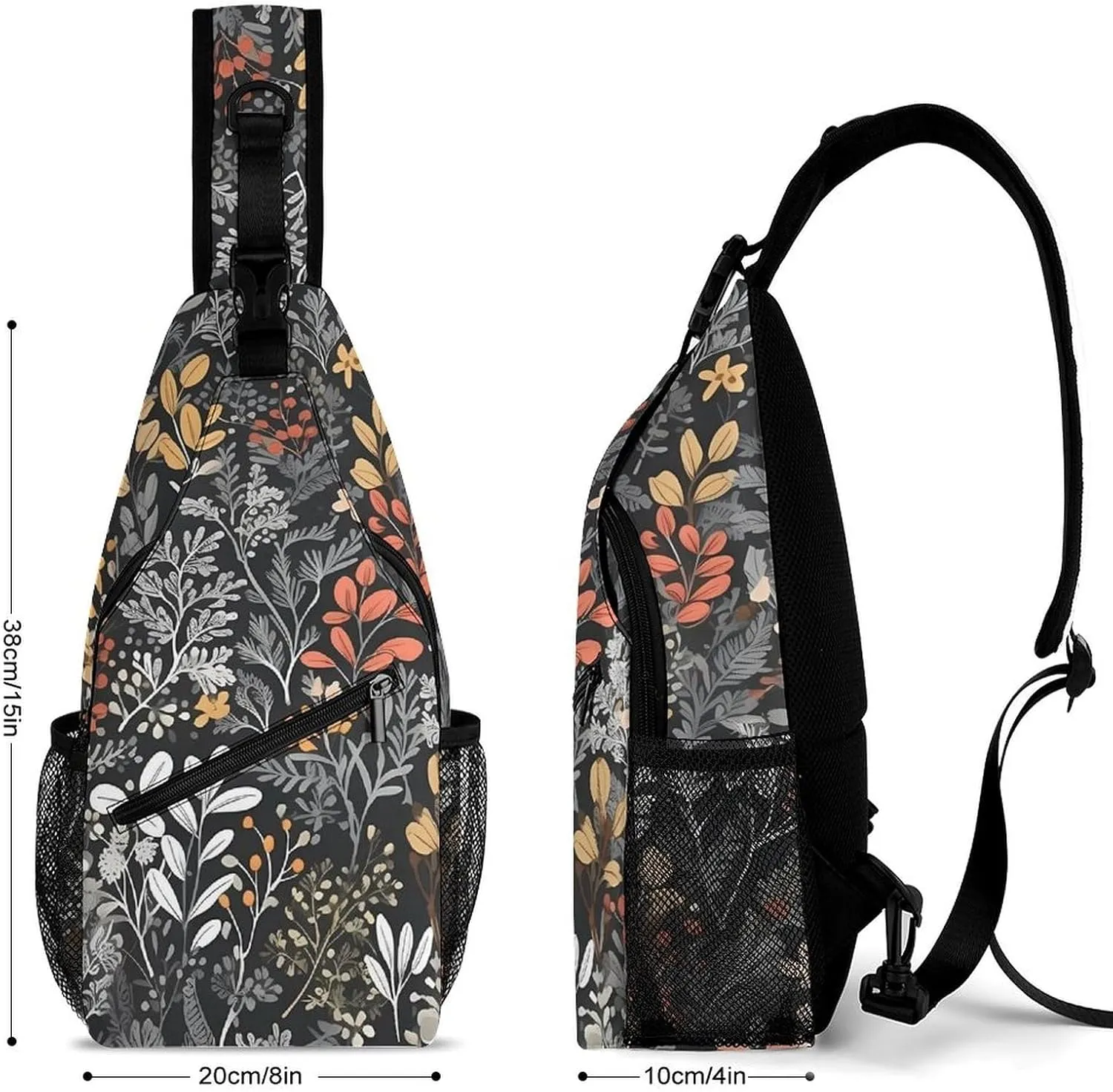 Sling Bag for Women Men Chest Bag Twigs And Leaves Daypack Fanny Pack Cross Body Bag for Traveling