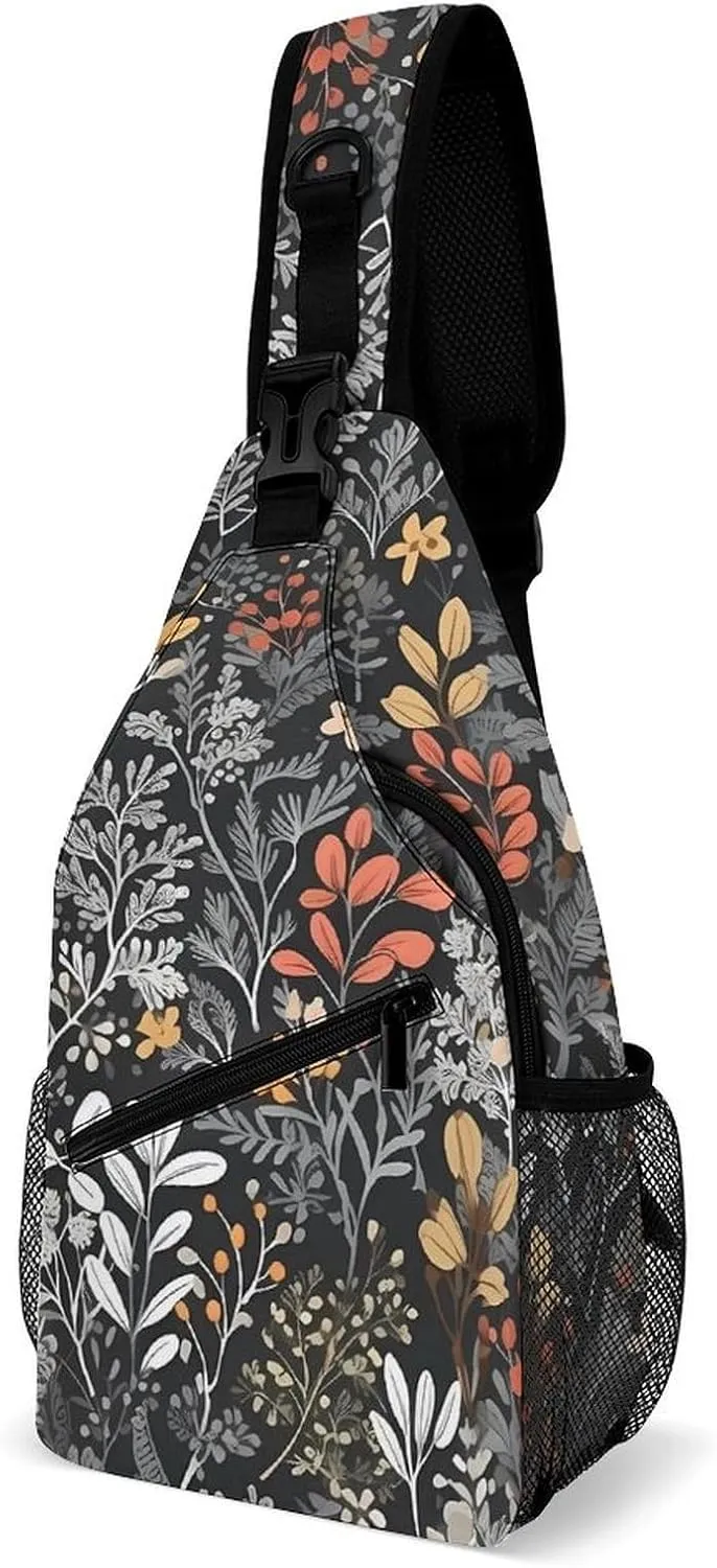 Sling Bag for Women Men Chest Bag Twigs And Leaves Daypack Fanny Pack Cross Body Bag for Traveling