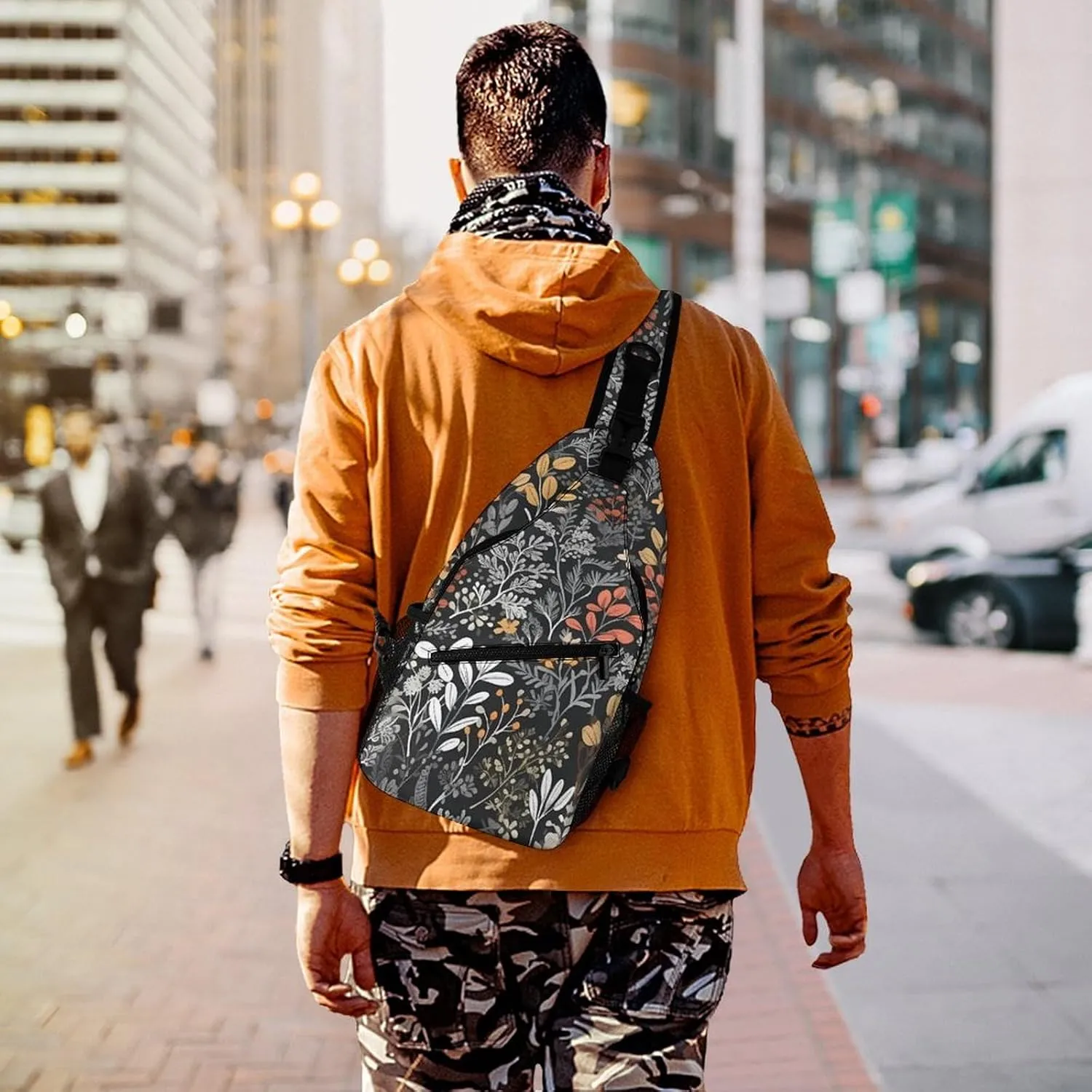 Sling Bag for Women Men Chest Bag Twigs And Leaves Daypack Fanny Pack Cross Body Bag for Traveling