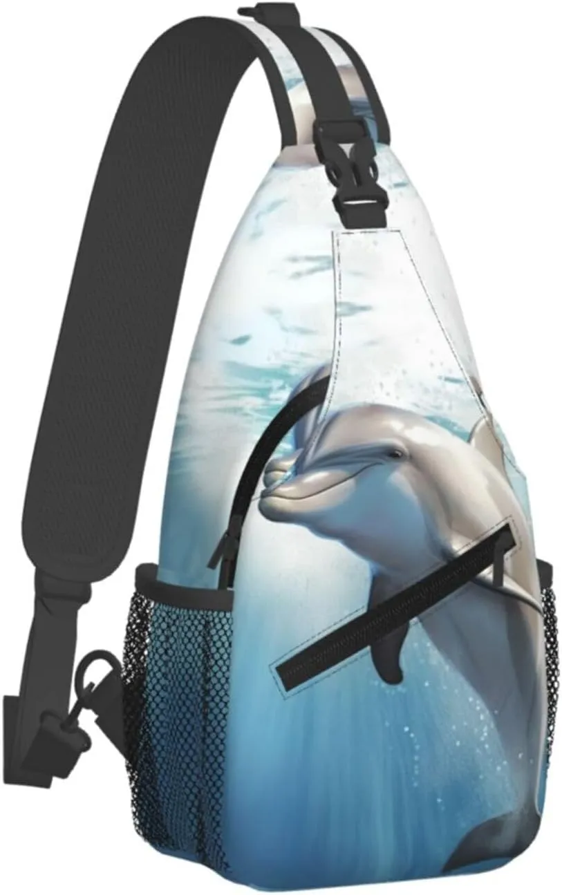 Sling Bag for Women Men Chest Bag Winter the dolphin Crossbody Bag Small Sling Backpack Fanny Packs Hiking Daypack