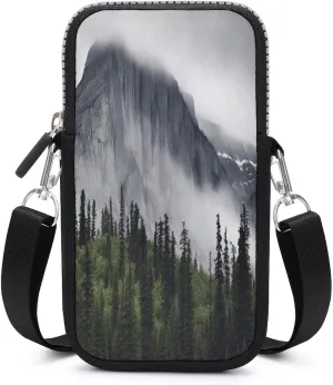 Small Crossbody Bags for Women,Smokey Mountain Cliff Print Mobile Phone Bag,Trendy Cross Body Cell Phone Purse Shoulder Bag