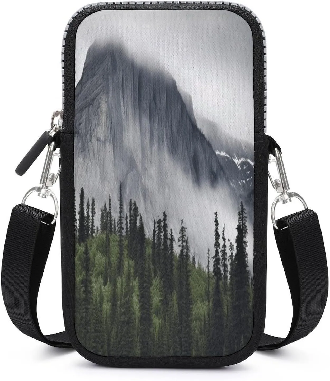 Small Crossbody Bags for Women,Smokey Mountain Cliff Print Mobile Phone Bag,Trendy Cross Body Cell Phone Purse Shoulder Bag