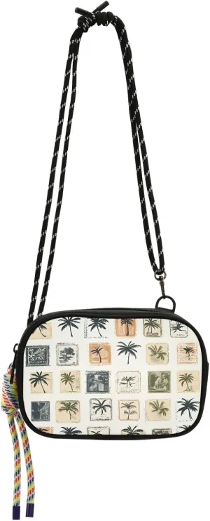 Small Crossbody Bags Retro Palm Tree Postage Stamps Phone Purse Wallet for Women Shoulder Bag with Cute Rope Straps