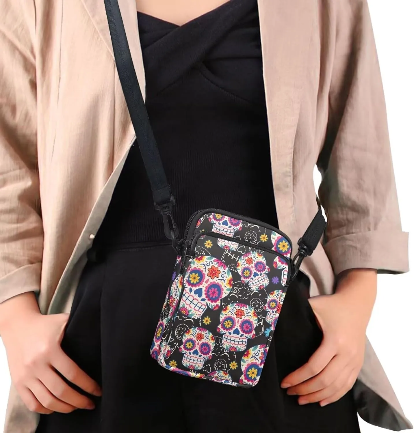 Small Crossbody Purse Butterfly Zipper Cell Phone Bag, Puppy Dog Print Mini Shoulder Purse Bags with Shoulder Strap