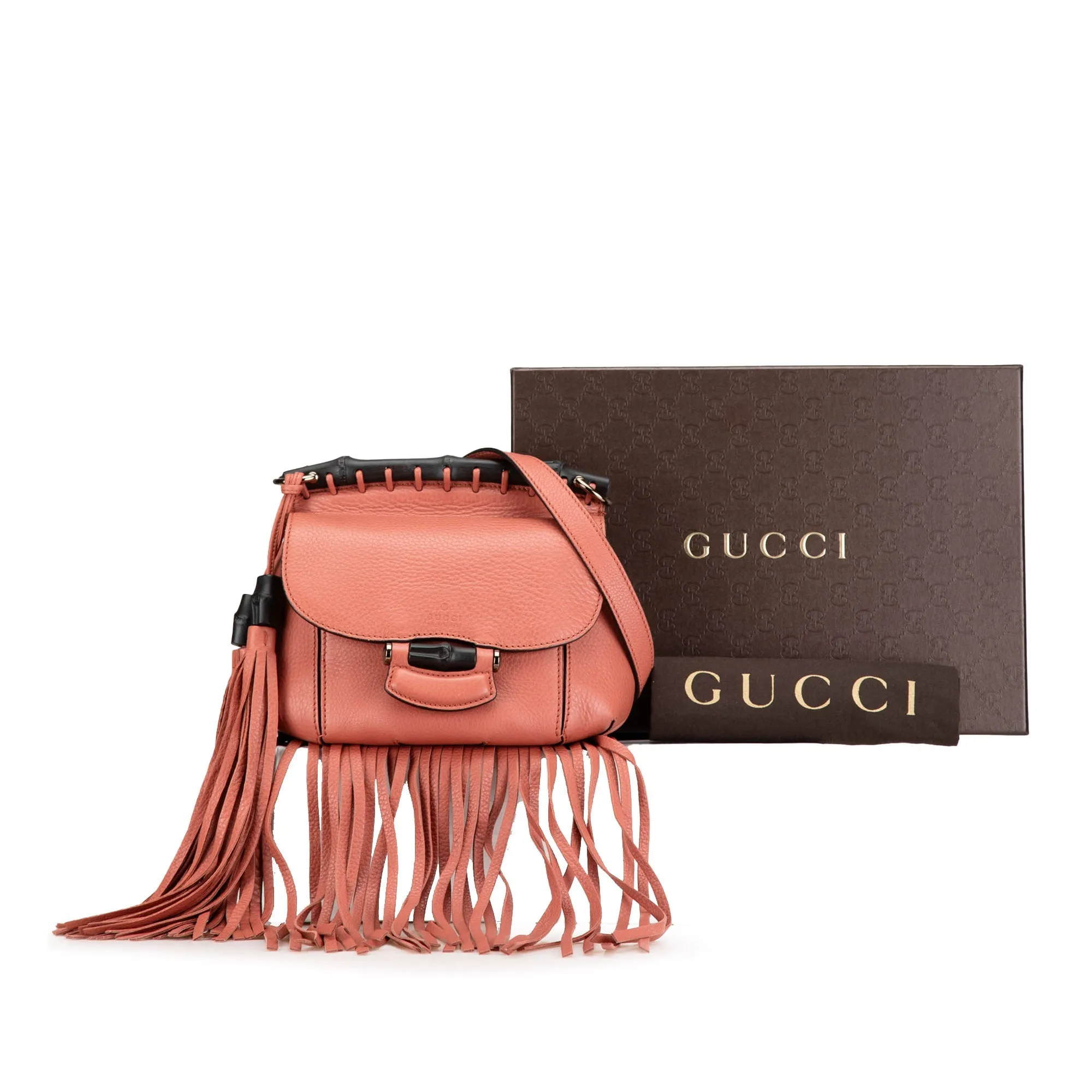 Small Leather Bamboo Nouveau Fringe Crossbody
