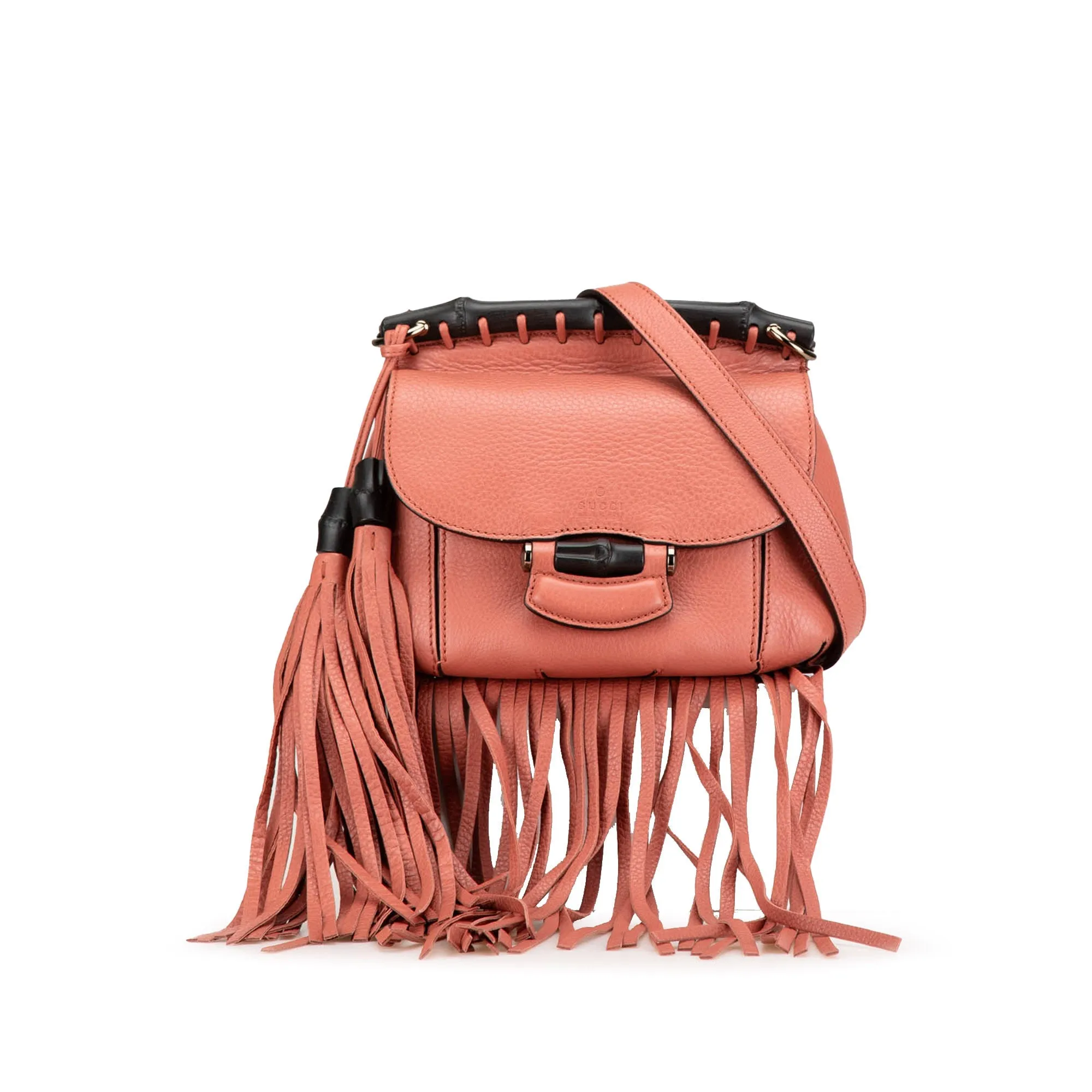 Small Leather Bamboo Nouveau Fringe Crossbody