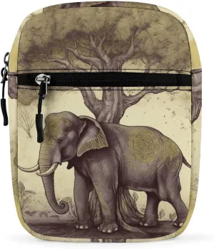 Small Satchel Purse Mini Shoulder Bag Personalized Asian Elephant with Tree Print Crossbody Bags For Women Men
