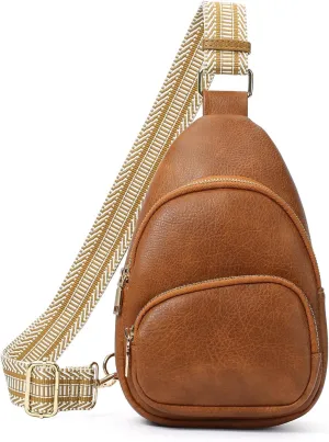 Small Sling Bag for Women, Vegan Leather Crossbody Fanny Packs Chest Bag With Guitar Strap